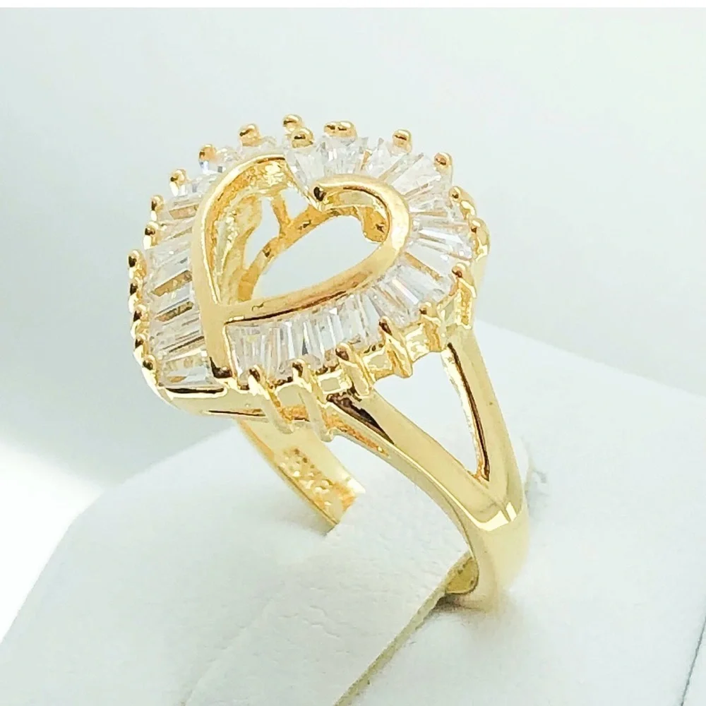 Size 6 Gold Filled Triple A CZ Heart Ring - Picture 4 of 8